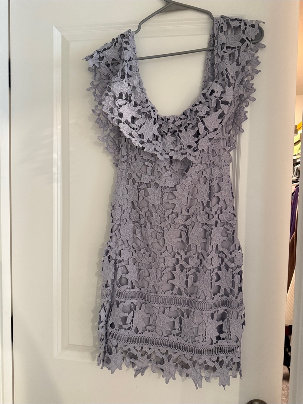 ASTR Lavender Floral Lace Mini Dress